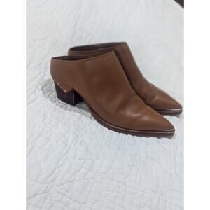 Dolce Vita Sukie Mule Size 9 Tan Toffee Brown Block Open Back Heel Leather